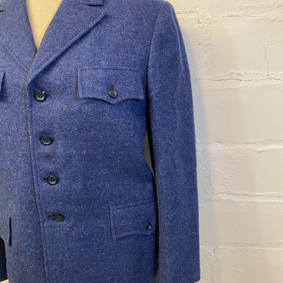 Vintage Ali Kong Custom Tailored Military Blazer in Blue Wool 4 Pockets Unisex - Picture 3 of 16